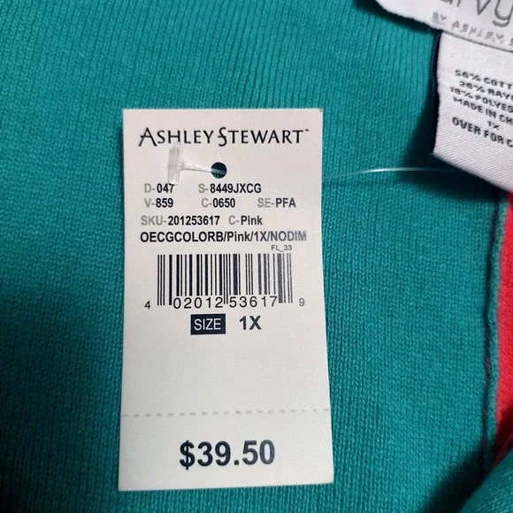 Curvy Girl by Ashley Stewart 1X Cropped Sweater V Neck Sleeveless Tight Knit NEW - Picture 7 of 9